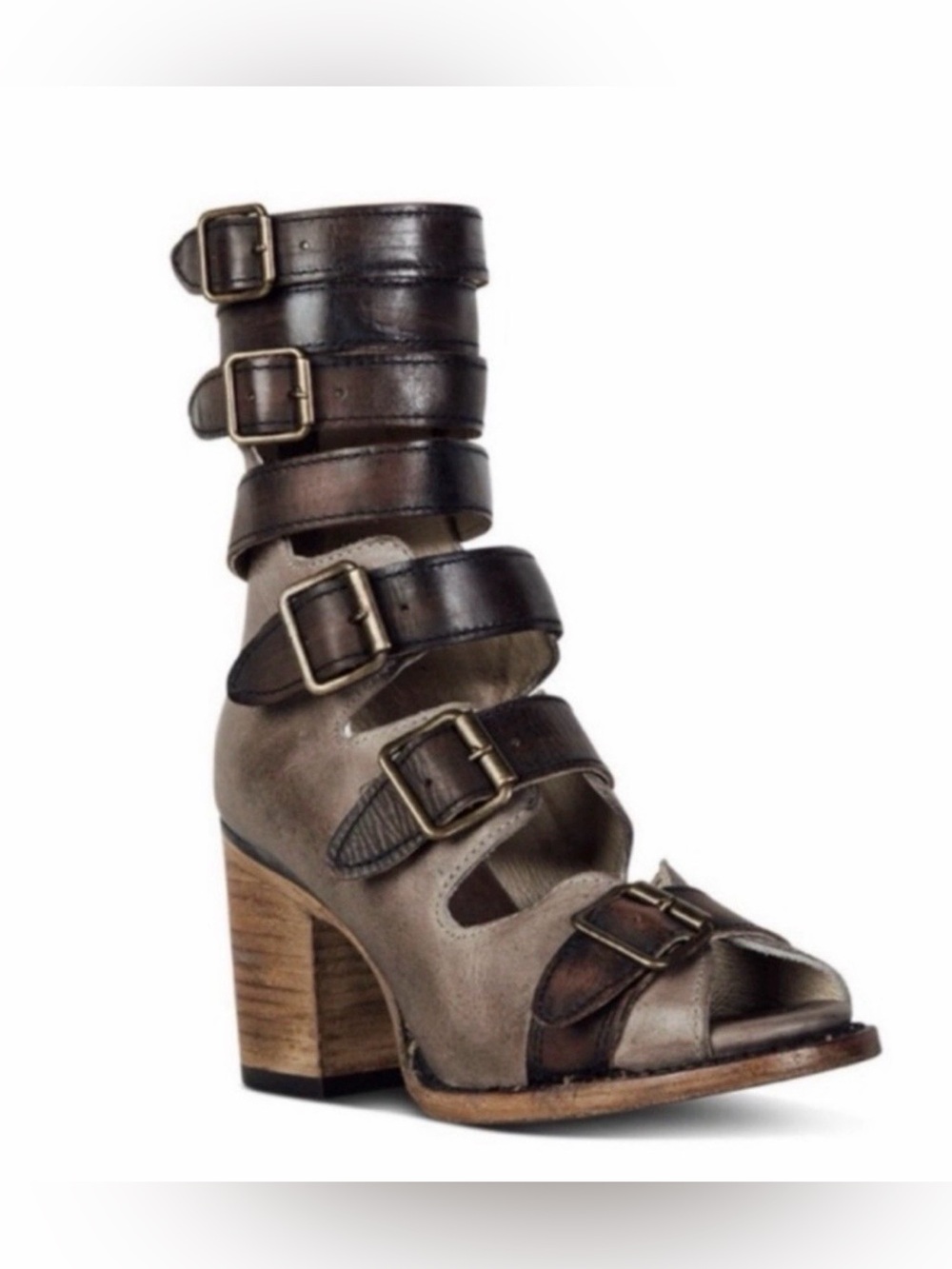 Freebird by Steven Bond Stone Leather Gladiator Buckle Sandals | Size 8 NWOB - Picture 14 of 14
